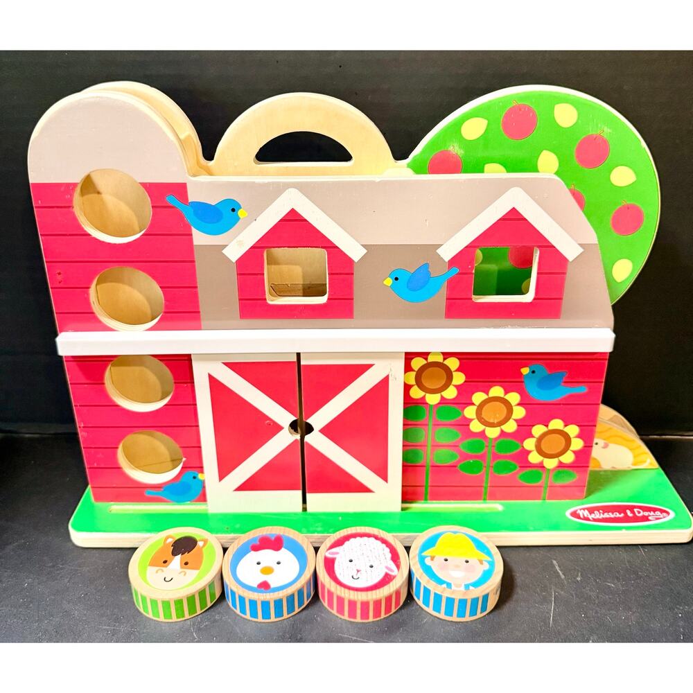 Melissa & Doug GO Tots Wooden Barnyard Tumble with 4 Disks colors shapes